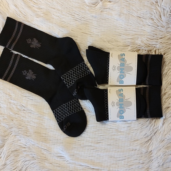 Bombas Other - NWT Bombas Lot of 3 Black/Gray Ribbed Athletic Calf Socks Youth Size Small